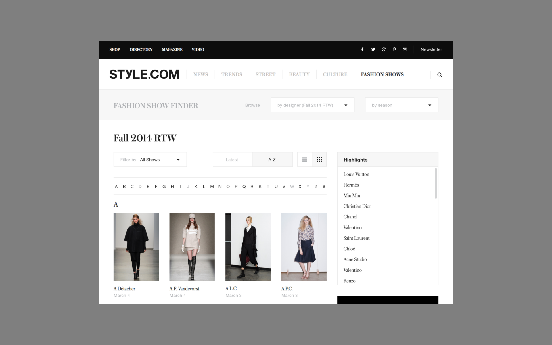 Style.com - AREA 17 - 2014